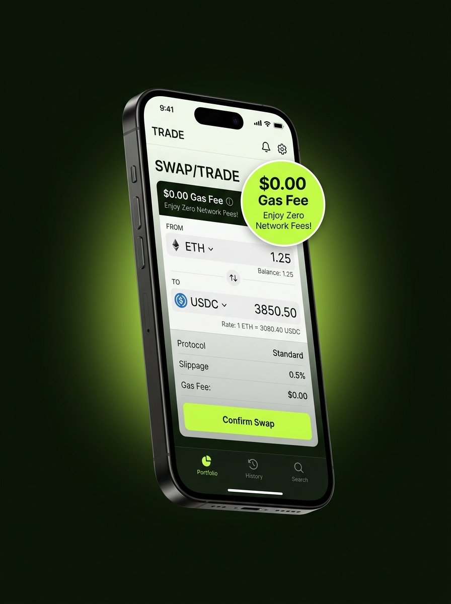 CLEAR-GAS zero-fee transaction on mobile